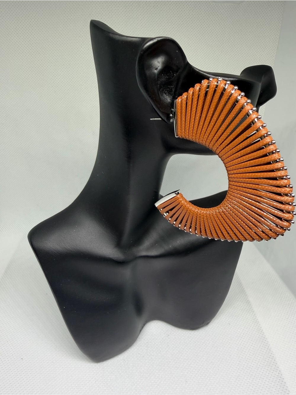 Bold Textured Hoop Earrings in Burnt Orange
